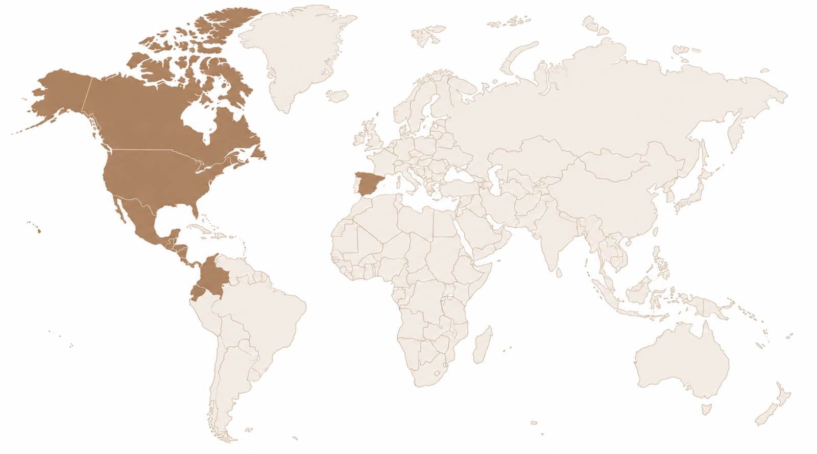 Mapa de cobertura internacional de VANGARDI